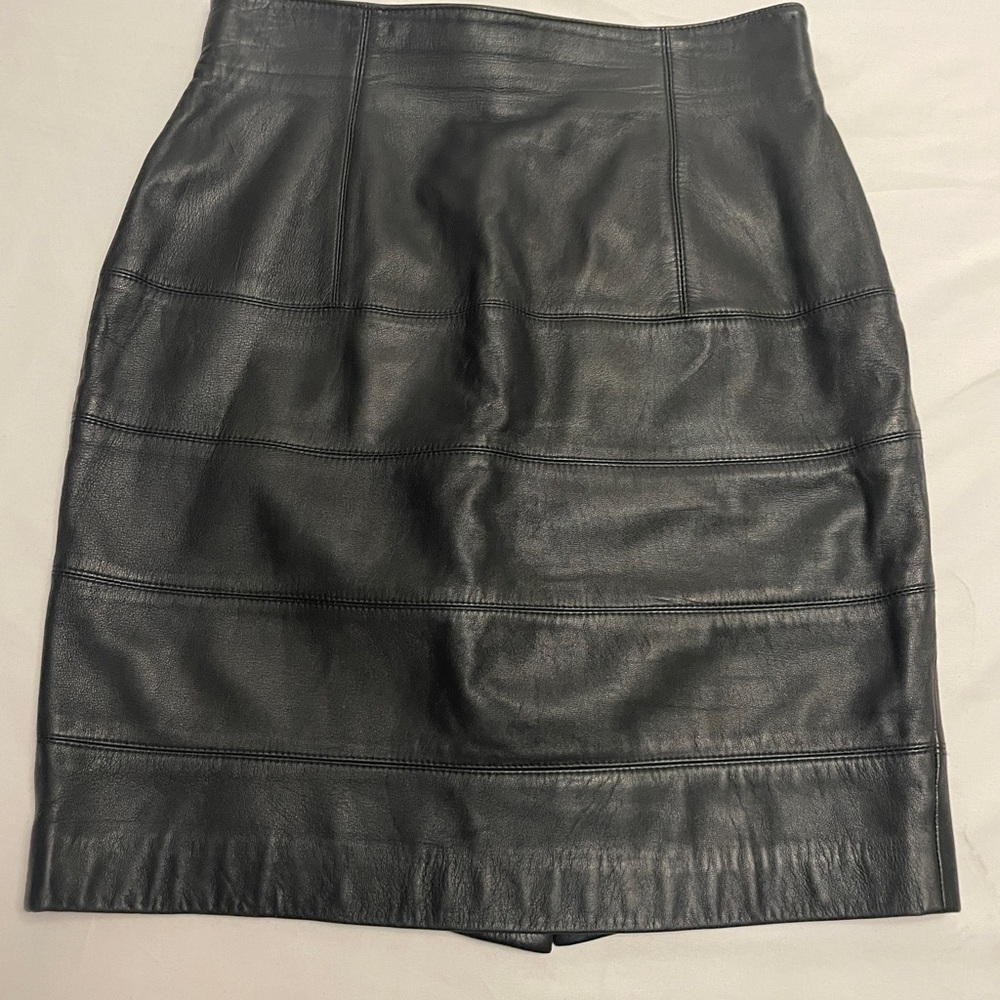 Black Timeless Classic Grunge Rock Y2K Pieced Leather Pencil Skirt